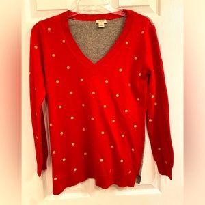J. Crew Sweater - Red & Gray with Gold - Size Small